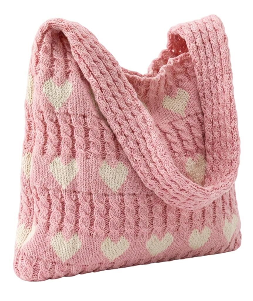 Crochet Bag, Stylish Tote Bag for Women, Beach Bag for Daily Use and Travel, Pink Woven Openwork Design, Perfect for College Girls and Fashion Enthusiasts