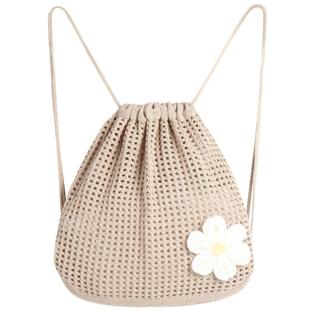 Crochet Tote Bag, Aesthetic Boho Chic Mesh Crochet Handbag for Beach Bag, Hippie Knitted Tote Bag for Women