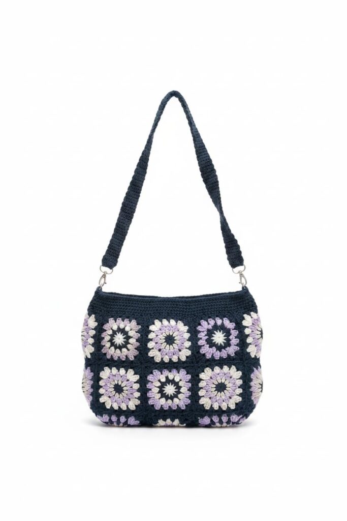 Handmade Latest Crochet Bag | Beautiful Stylish crochet blue Sling Bag, Cross Body Bag, Shoulder Bag For Girls & Women | Best Cotton Tote Bag For Daily, Office & Casual Use